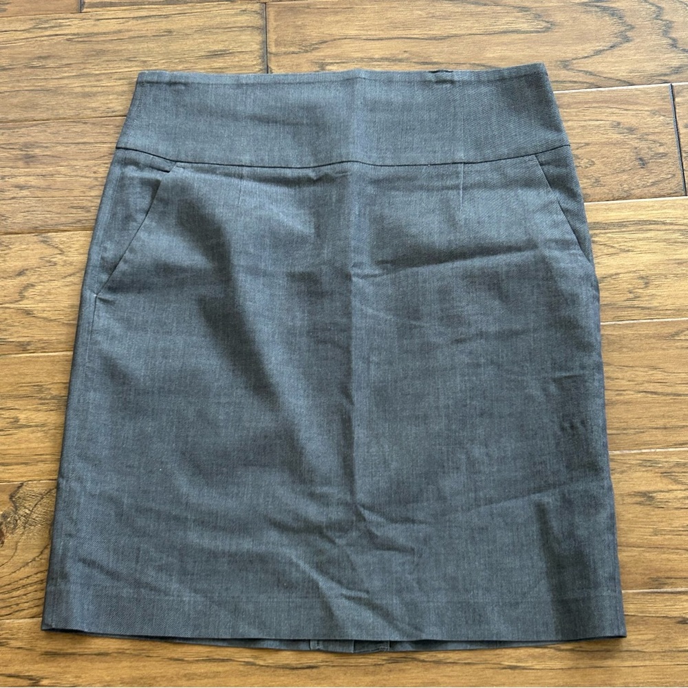 Banana Republic Gray Stretch Pencil Skirt Wool Cotton Blend Office Career 14‎